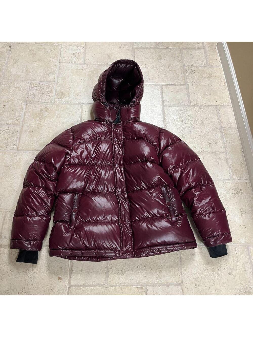 Women's Aritzia TNA Super Puff Hi-Gloss Burgundy Puffer Jacket Sz. L